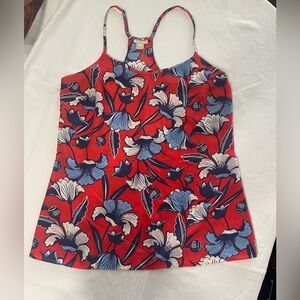 J. Crew Red and Blue Floral Top
